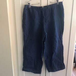 JJill dark blue linen crop pants, MP